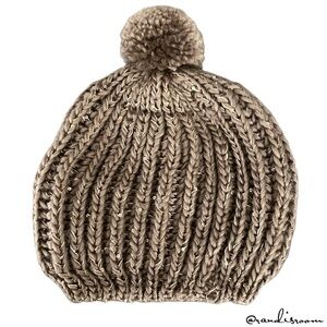 EUC Women’s Cozy Knit Winter Tan Beanie with Pom Pom
